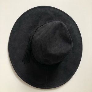 Black Suede Wide Brim floppy hat